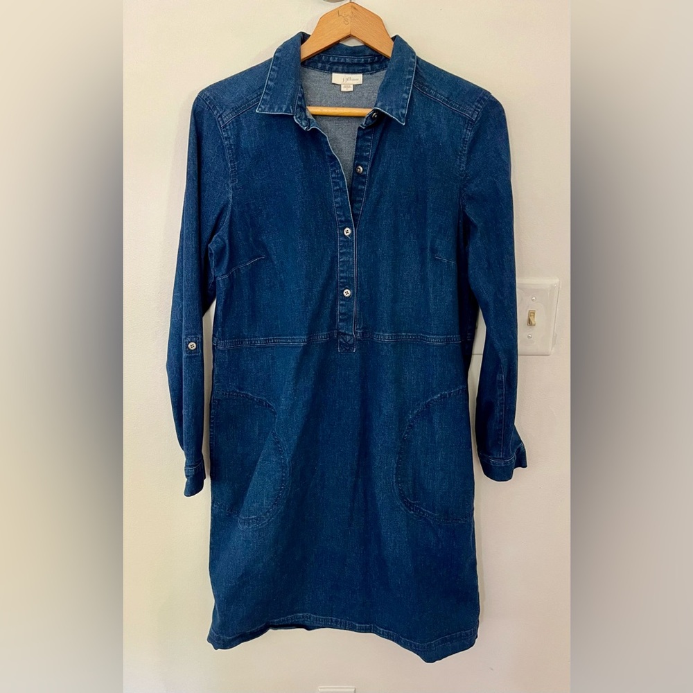 J. Jill Long Sleeve Denim Dress with Pockets (Medium)